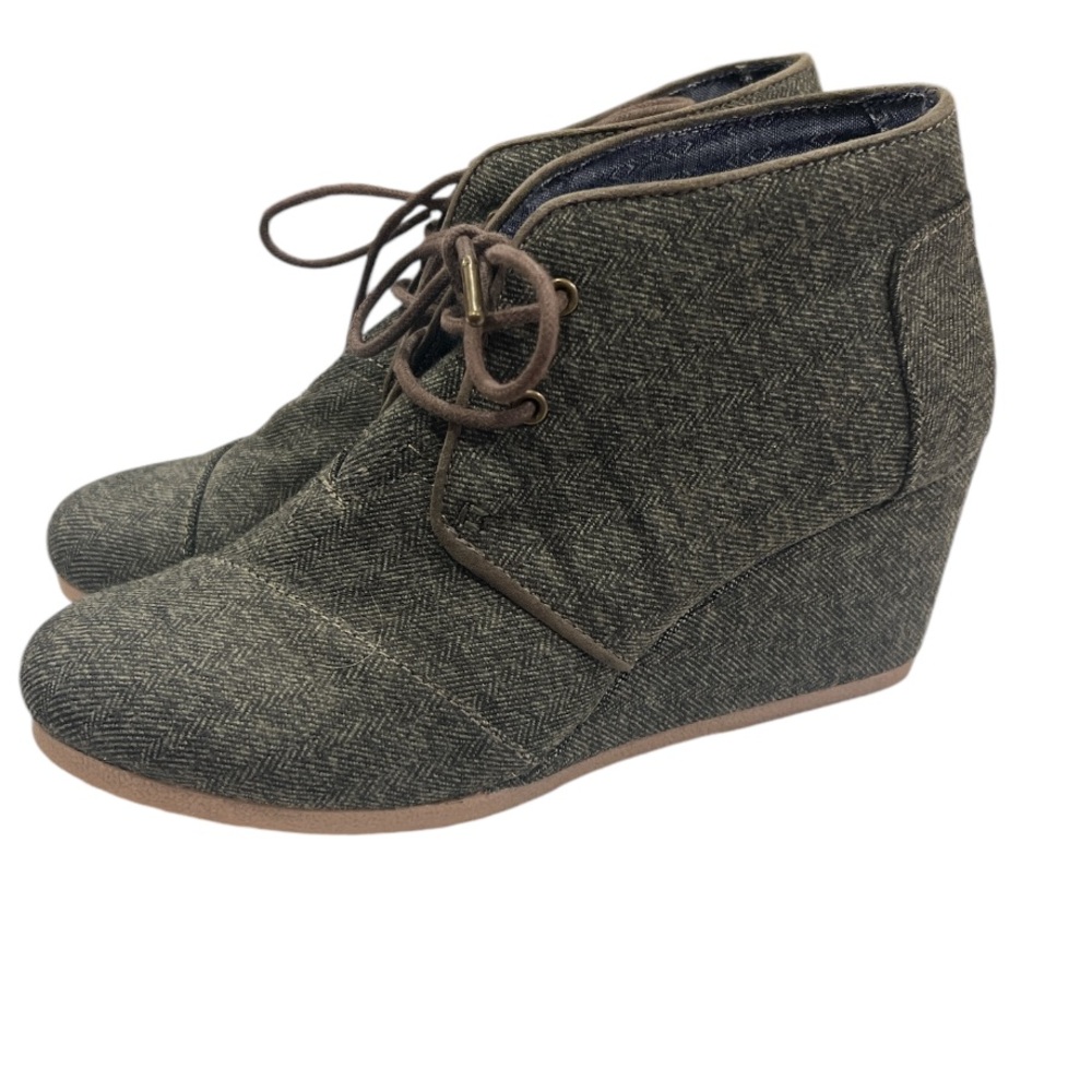 Toms Women Desert Wedge Lace Up Booties